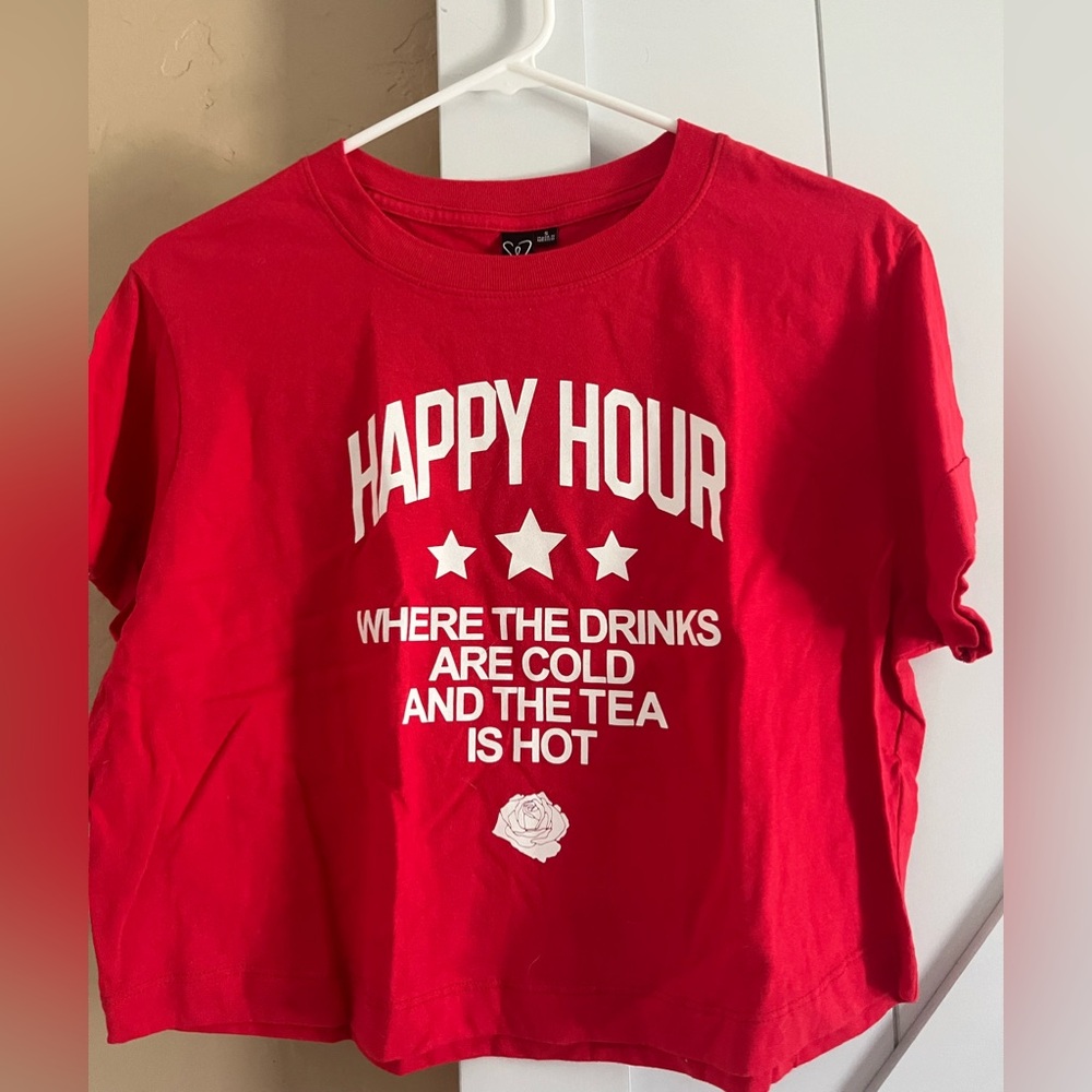 Happy Hour Graphic Crop Tee